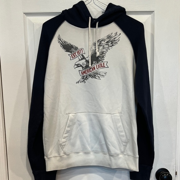 American Eagle Outfitters Black and White Eagle Hoodie - Picture 1 of 4